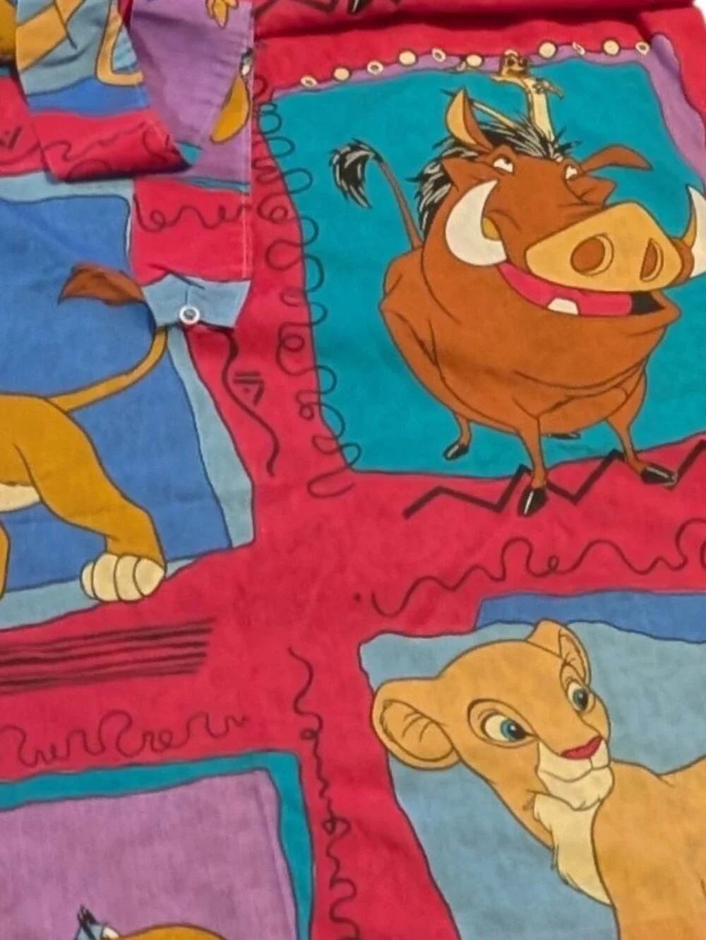 Vtg Disney Lion King Single Curtain Panel & Tieback Young Simba Pumbaa 30
